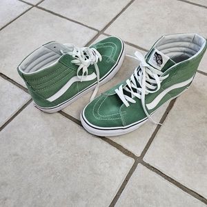 Men's 10.5 high top Vans (green, gray, brown)
